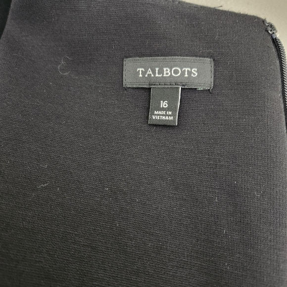 Talbots Embroidered Flounce-Sleeve Shift Dress Black & White, sz 16 - Picture 8 of 11